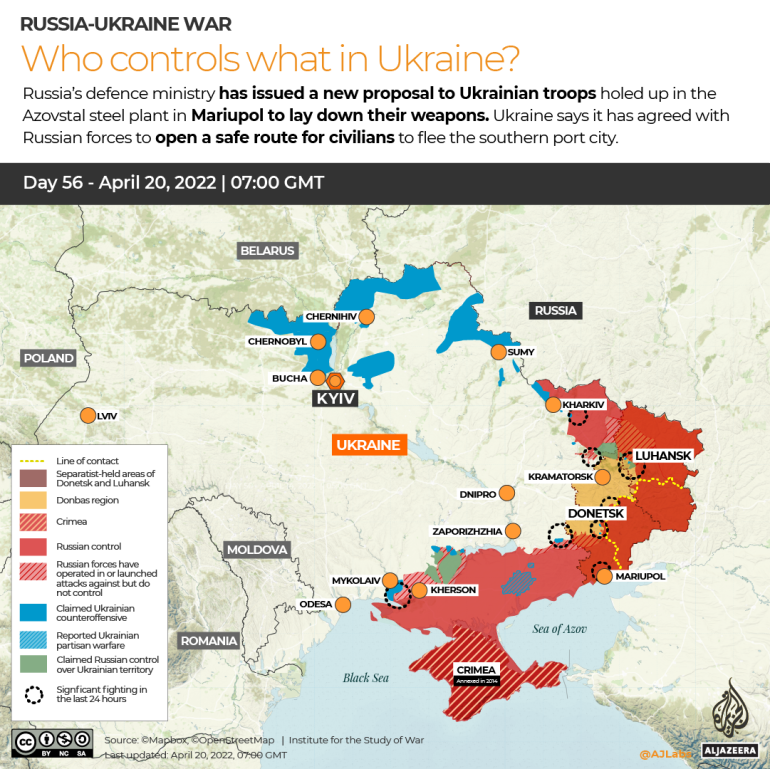 INTERACTIVE Russia Ukraine War Who controls what Day 56