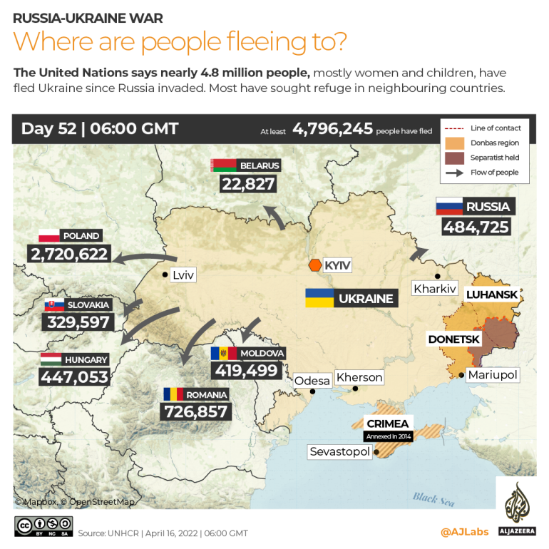 INTERACTIVE Russia-Ukraine war Refugees DAY 52 April 15 6GMT