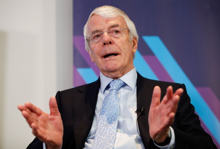 British Former Prime Minister John Major answers questions 