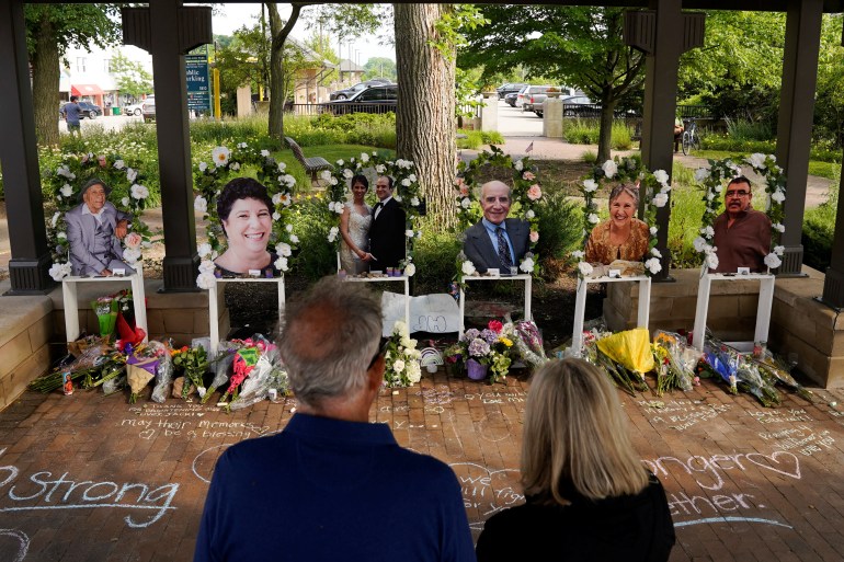 Memorial for victims of the July 4 attack in Highland Park, Illinois.
