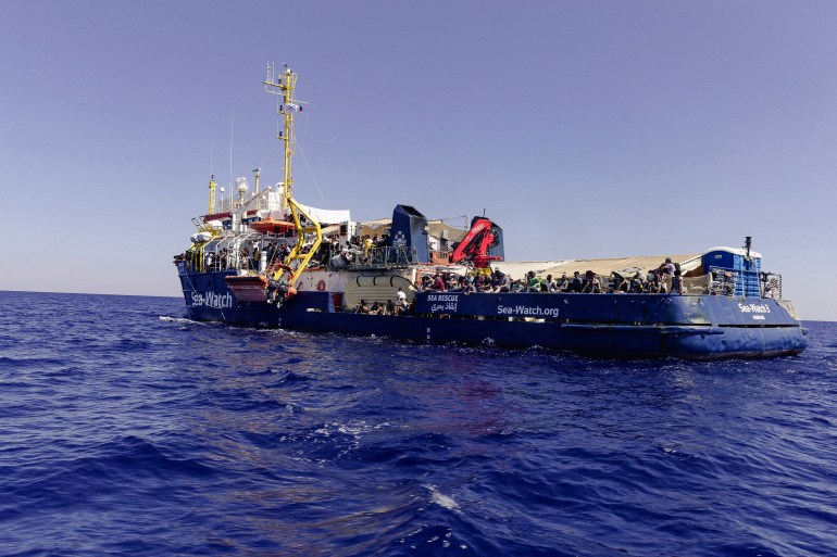 The German charity Sea-Watch 3 with 444 people on board in the central Mediterranean