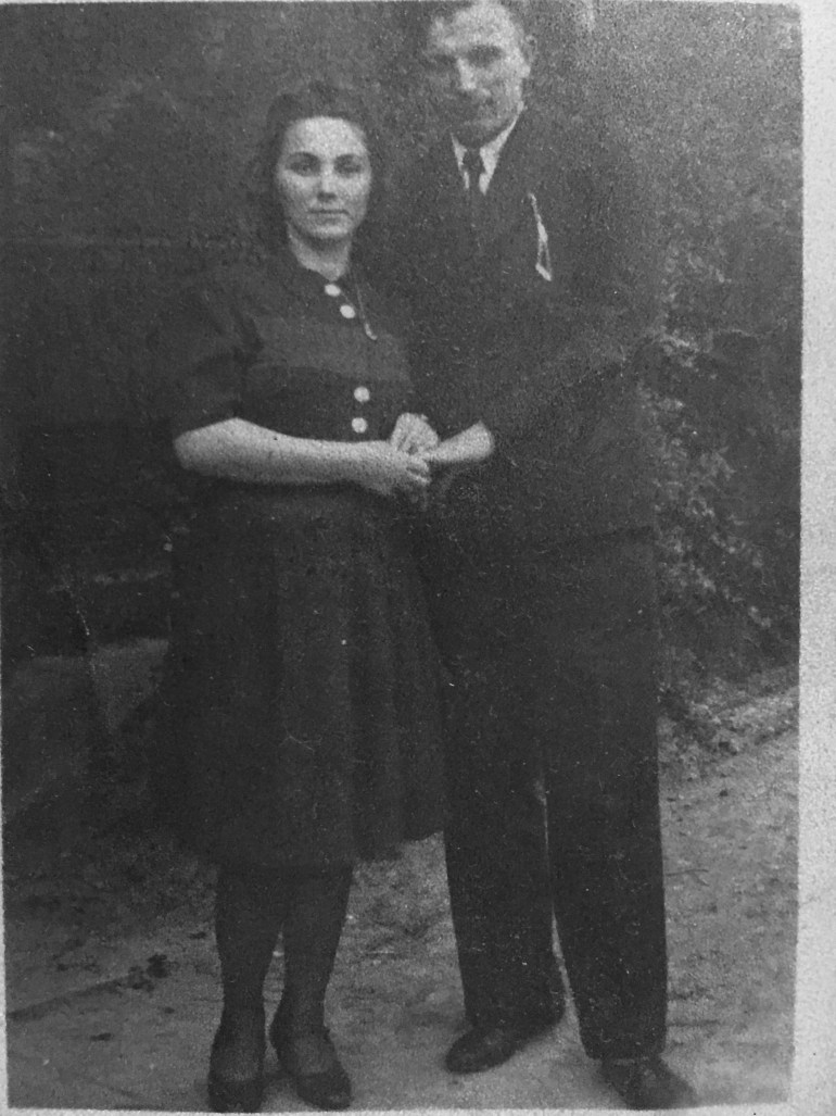 Black-and-white photo of Lara Dunston's grandmother and grandfather