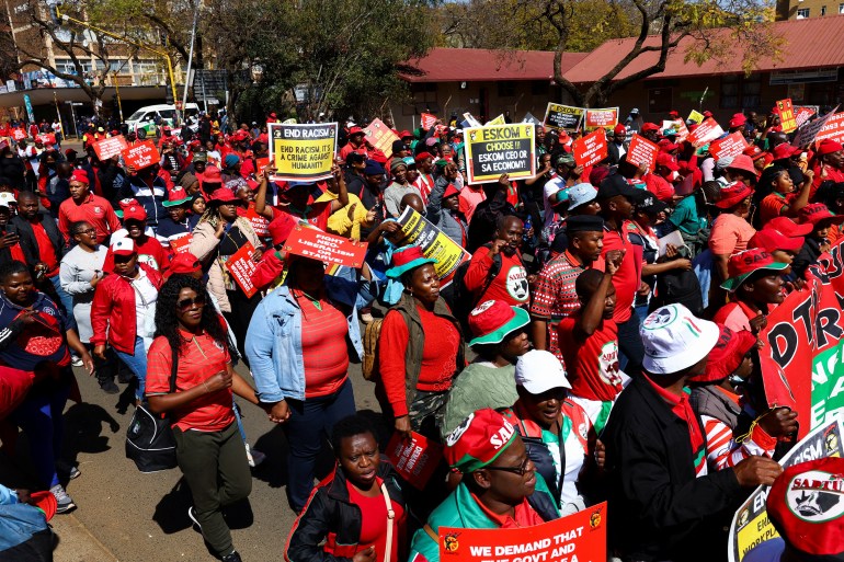 South Africa's labour unions strike in Pretoria