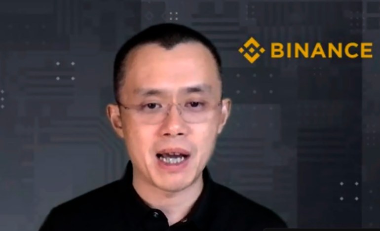 Binance CEO Changpeng Zhao answers a question during a Zoom meeting interview