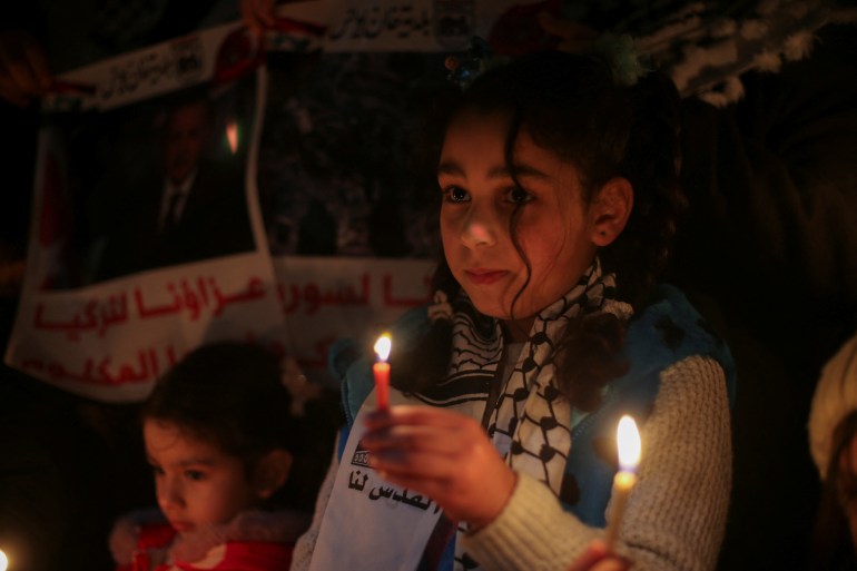 Palestinian children in the Gaza Strip light candles to express solidarity with the victims of an earthquake in Turkey and Syria.