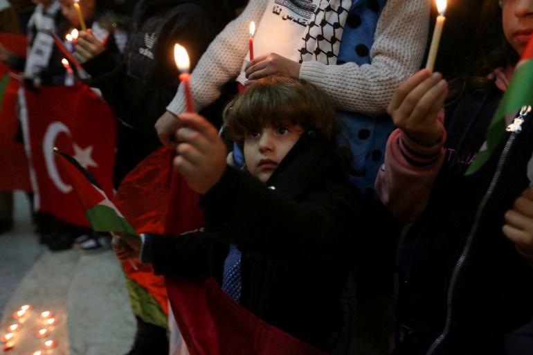 Palestinian children in the Gaza Strip light candles to express solidarity with the victims of an earthquake in Turkey and Syria.