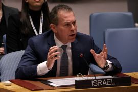 Israel’s Ambassador to the United Nations Gilad Erdan addresses the UN Security Council in New York City on February 20, 2023 [File: Reuters/Mike Segar]