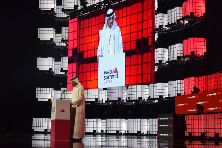 Qatar’s prime minister, Sheikh Mohammed bin Abdulrahman bin Jassim Al Thani at Web Summit in Doha, Qatar