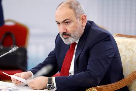 FILE PHOTO: Armenian Prime Minister Nikol Pashinyan attends a meeting of the Eurasian Intergovernmental Council of the Eurasian Economic Union (EAEU) countries in Almaty, Kazakhstan, February 2, 2024. Sputnik/Dmitry Astakhov/Pool via REUTERS ATTENTION EDITORS - THIS IMAGE WAS PROVIDED BY A THIRD PARTY./File Photo