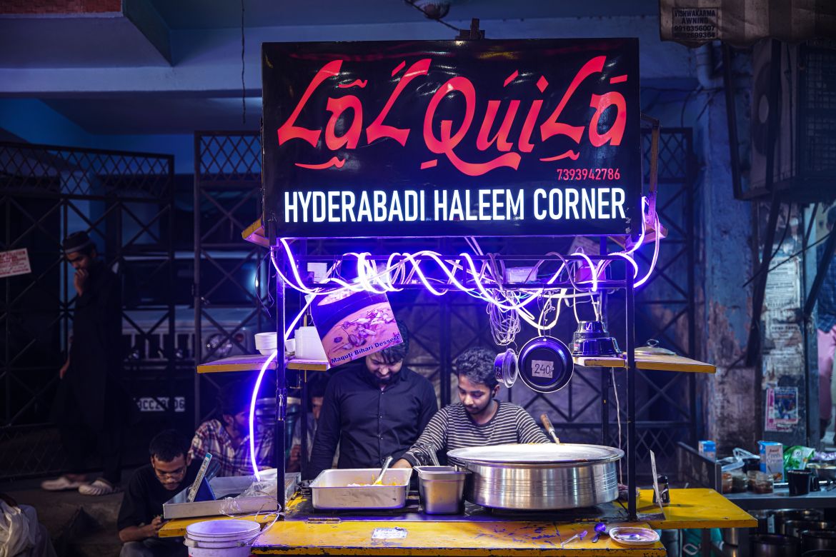 Haleem is a mixture of meat, wheat and yellow pulses cooked for several hours. [Meer Faisal/Al Jazeera]