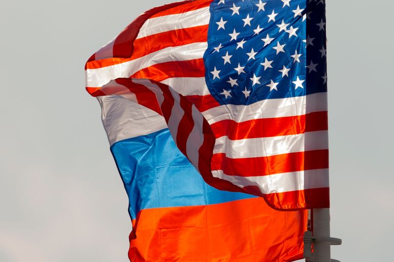 Russia US flags