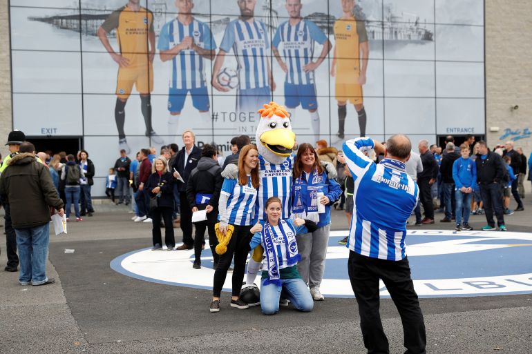Fans outside Brighton's Stadium