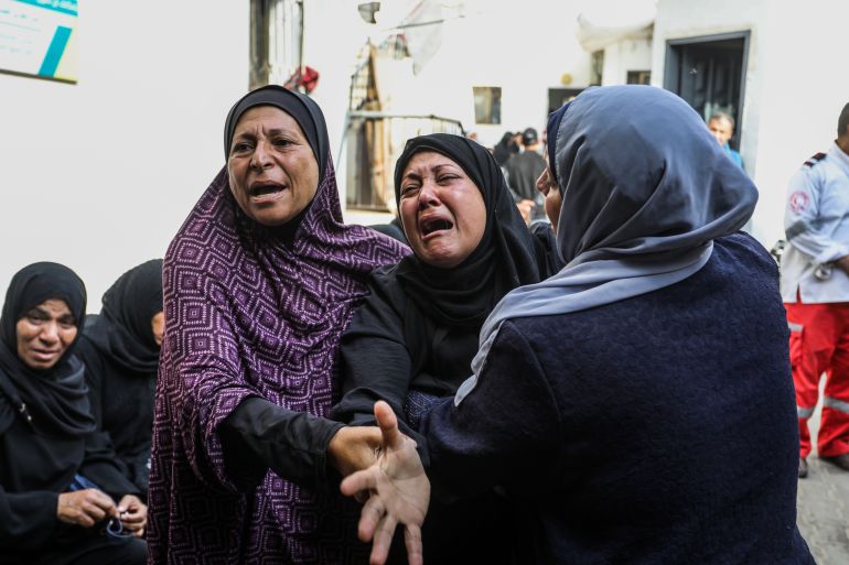 Relatives of Palestinians who lost their lives as a result of the Israeli attack