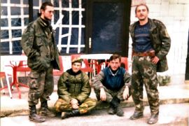 Faruk Sehic (right, with his fellow ARBIH troops) are photographed in October 1993 in Cazin, western Bosnia, after returning from the front line [Courtesy of Faruk Sehic/Al Jazeera]