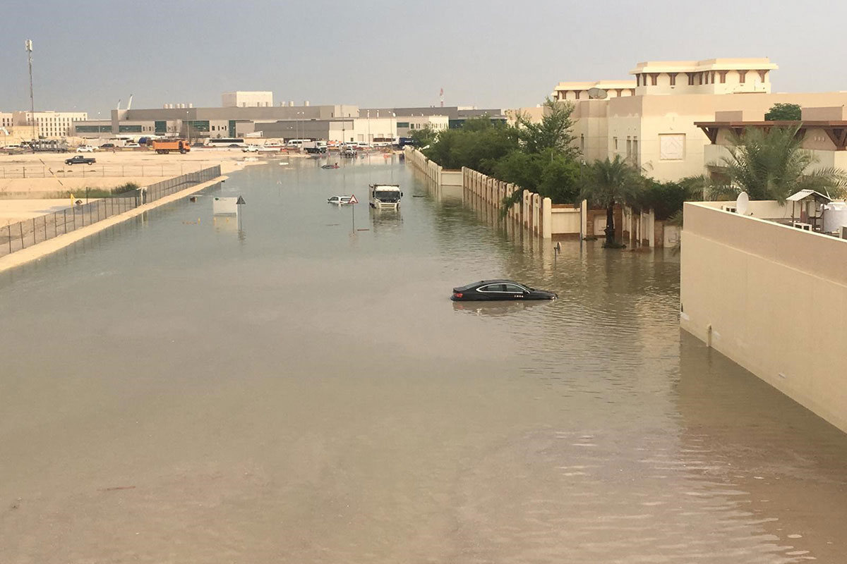 October -Torrential downpours caused extensive flooding across Qatar with lengthy thunderstorms bringing parts of the Gulf state to a standstill. According to the Civil Aviation Authority, the suburb of Abu Hamor in the capital Doha, recorded 84mm of rain in less than 6 hours, making it the nation's wettest October day on record. [Ben Figgis]