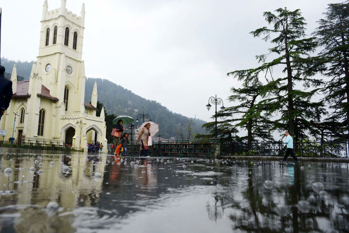 The heavy downpours bring bubbles to Shimla's pavements [Deepak Sansta/Getty Images]