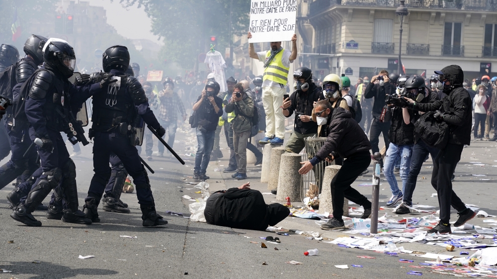 French police clash with protesters in Paris May Day rally | News | Al ...