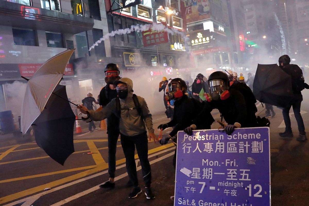 Protesters have called for a mass strike across Hong Kong on Monday. [Tyrone Siu/Reuters]