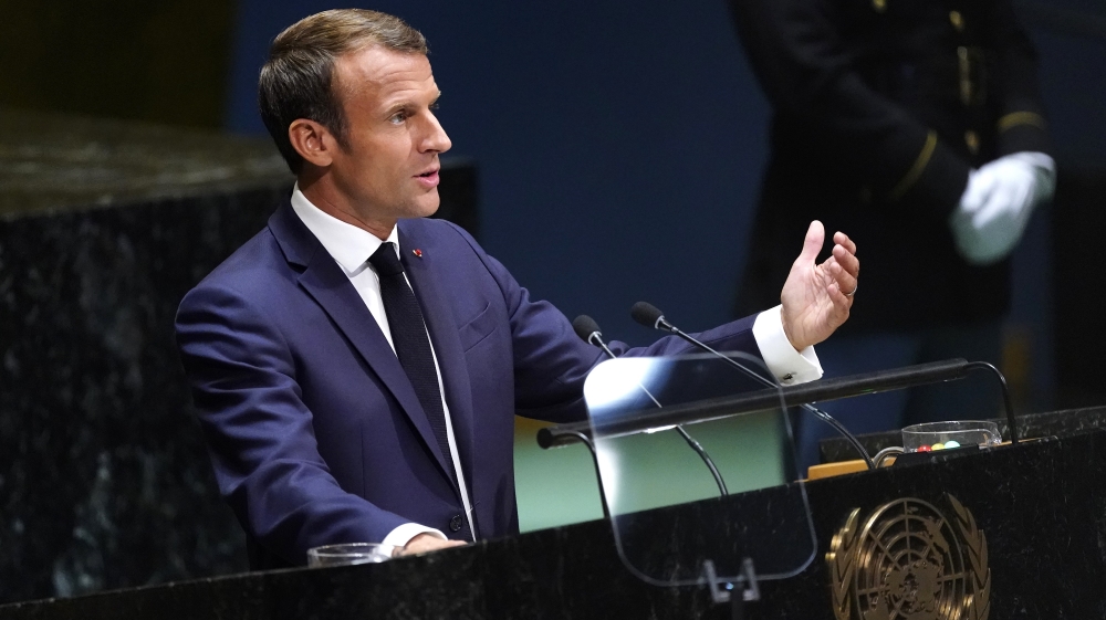 French President Emmanuel Macron addresses the 74th session of the United Nations General Assembly at U.N. headquarters in New York City, New York, U.S., September 24, 2019