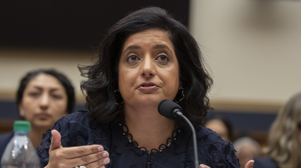 Farhana Khera, president and executive director of Muslim Advocates speaks during a House Committee on the Judiciary‚ Subcommittee on Immigration and Citizenship and Committee on Foreign Affairs, Subc
