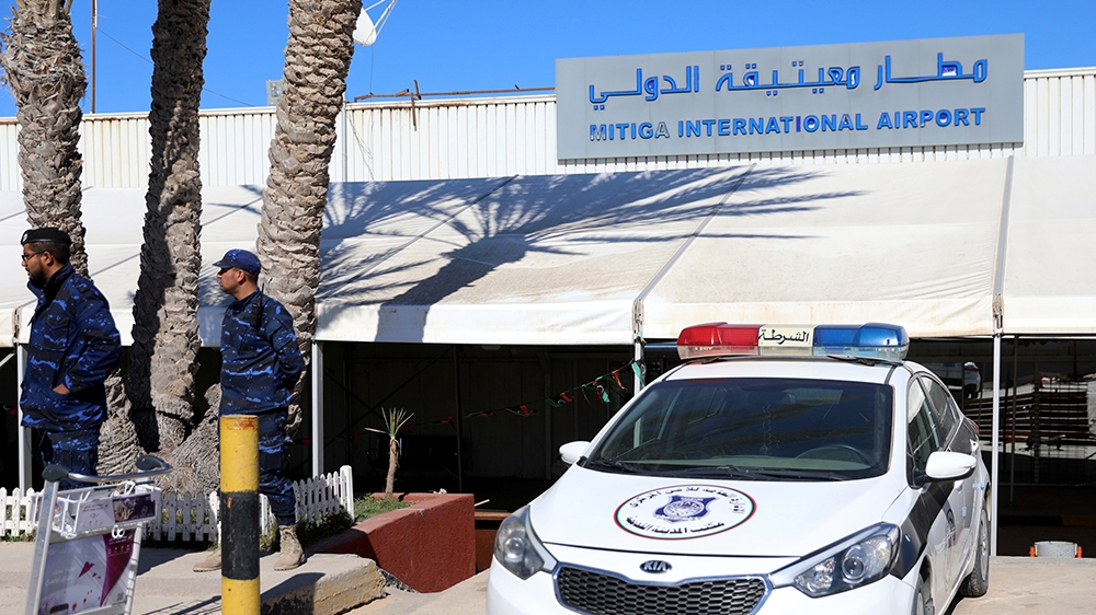 A police car is seen at Mitiga airport after an air strike in Tripoli, Libya April 8, 2019. REUTERS/Hani Amara