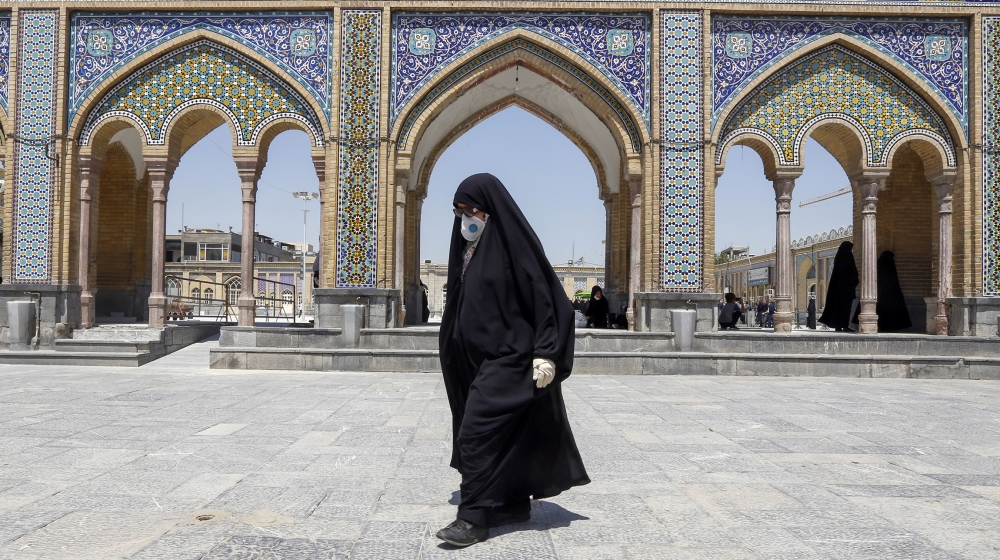 An Iranian woman visits the Shah Abdol-Azim shrine in the capital Tehran on May 25, 2020, following the reopening of major Shiite shrines across the Islamic republic, more than two months after they w