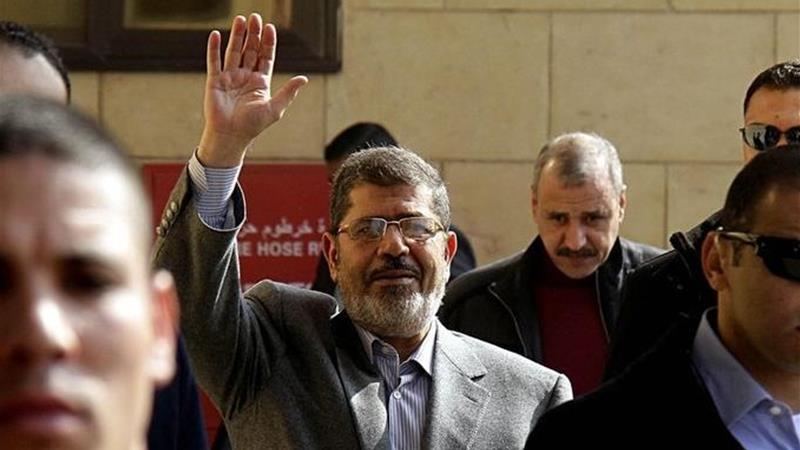 State TV said former Egyptian President Mohamed Morsi collapsed during his court session and died