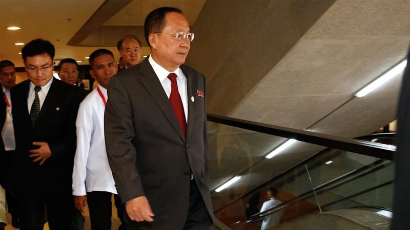 North Korean Foreign Minister Ri Yong-ho has criticised Washington's "arbitrary action" against his country [AFP] 