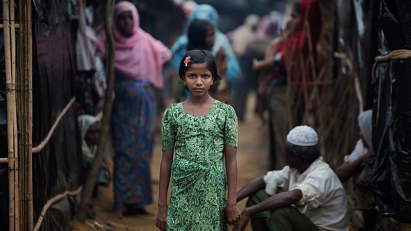 A young girl walks through the Kutapalong refugee camp in Cox's Bazar [Marcus Valance/SOPA Images/LightRocket via Getty Images]