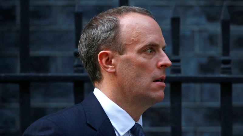 Raab said he could not "reconcile the terms of the proposed deal" [Henry Nicholls/Reuters]
