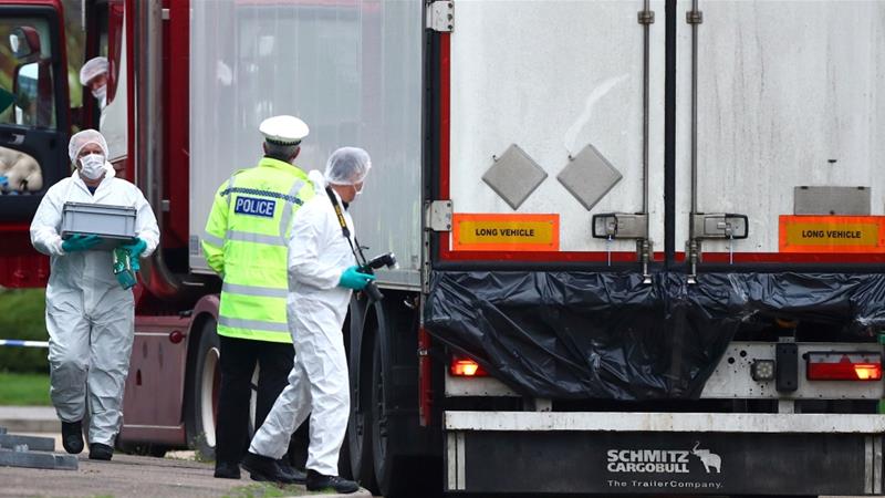 UK police have charged the truck's 25-year-old driver with 39 counts of manslaughter [Hannah McKey/Reuters]