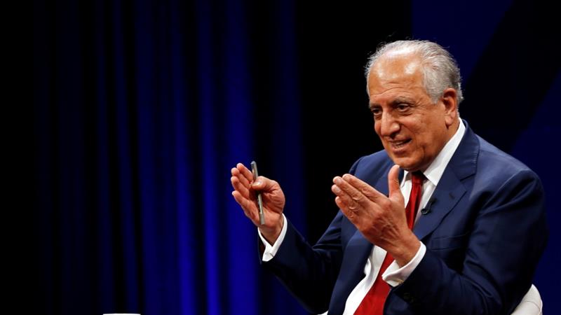 US envoy for peace in Afghanistan Zalmay Khalilzad speaks during a debate at Tolo TV channel in Kabul [Omar Sobhani/Reuters]