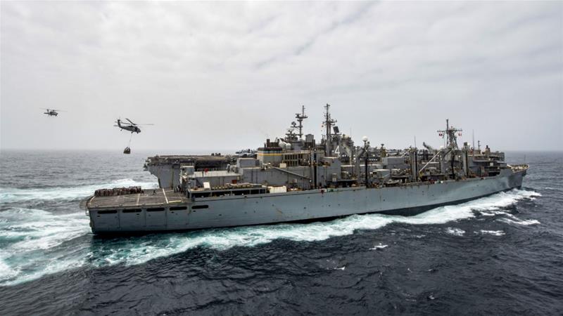 This handout picture released by the US Navy on July 14, 2019 shows the amphibious assault ship USS Boxer in the Arabian Sea [Keypher Strombeck/ Navy Office of Information/ AFP]