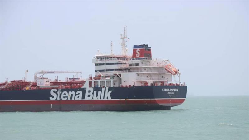 Stena Impero, a British-flagged vessel owned by Stena Bulk, is seen at Bander Abass port [Tasnim News Agency/Handout via Reuters]