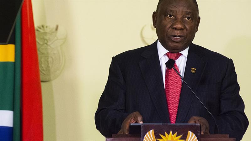 South African president Cyril Ramaphosa is being accused of misleading parliament about 500,000 rands ($35,955) that were donated to his campaign to lead the ANC in 2017 [Waldo Swiegers/Bloomberg]