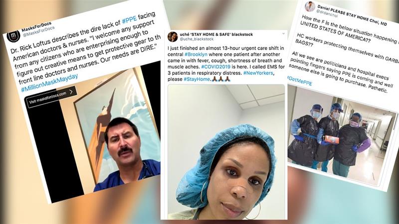 Screengrabs of Twitter posts [Courtesy of @MasksForDocs, @uche_blackstock and @drdanchoi]