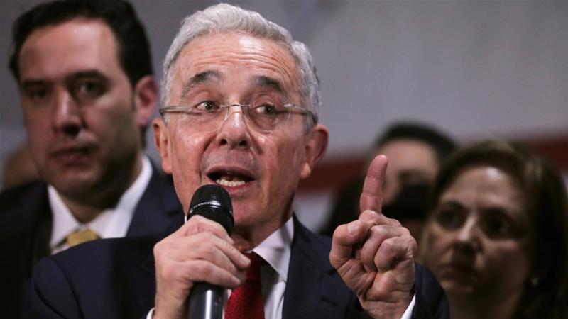 Alvaro Uribe is accused of founding a paramilitary group during decades-long conflict with the former Revolutionary Armed Forces of Colombia [File: Luisa Gonzalez/Reuters]