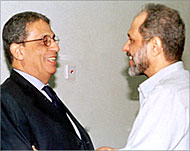 Moussa (L) was the first Arab League chief to visit in 50 years