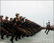 Show of strength: North Korean soldiers on parade 