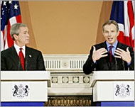Blair (R) pressed Bush to listen to calls for an end to the tariffs 