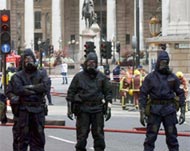 British police officers training for chemical attack in the capital
