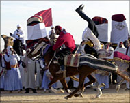 Acrobatic horse riders performingat the festival 