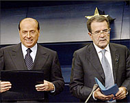 EU Chairman Romano Prodi (R)also received booby-trapped mail