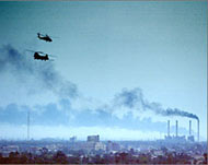 US Army helicopters fly overBaghdad as smoke rises from Dura 