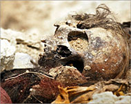 A suspected Kurdish victim foundin a mass grave uncovered in July