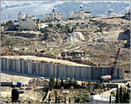 The Israeli separation barrier near the village of Aizariya