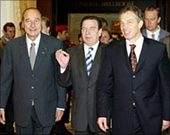 Suggestions have come from Chirac (L), Schroeder and Blair