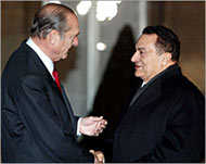 EU leaders such as Chirac (L)promote reform with Mubarak