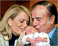 Former Argentine president Carlos Menem with his family