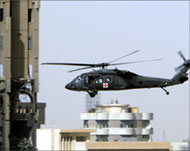 US medical evacuation helicopterflies over Baghdad